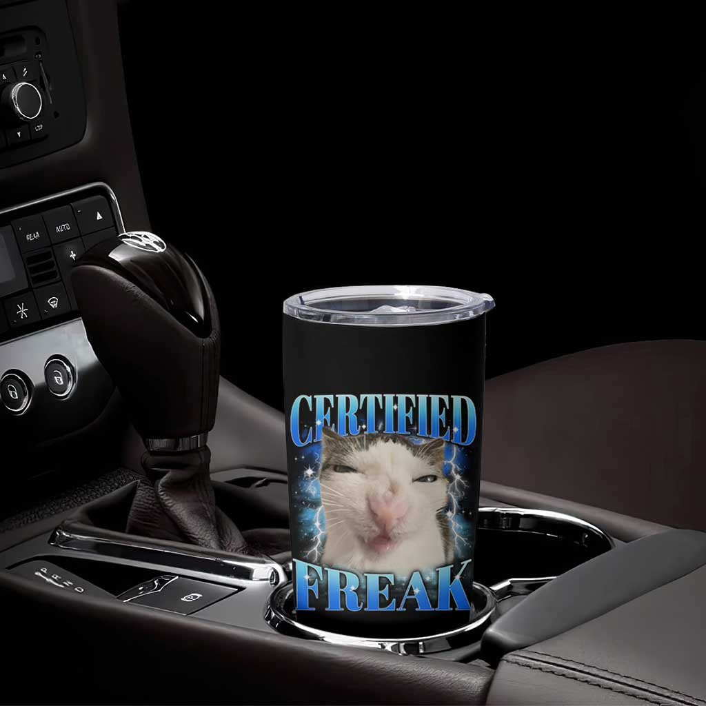 Certified Freak Funny Cat Meme Tumbler Cup Internet Memes Gen Z - Wonder Print Shop