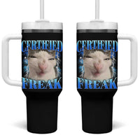 Certified Freak Funny Cat Meme Tumbler With Handle Internet Memes Gen Z - Wonder Print Shop