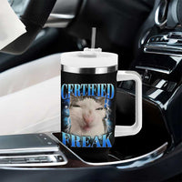 Certified Freak Funny Cat Meme Tumbler With Handle Internet Memes Gen Z - Wonder Print Shop