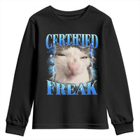 Certified Freak Funny Cat Meme Youth Sweatshirt Internet Memes Gen Z - Wonder Print Shop