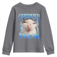 Certified Freak Funny Cat Meme Youth Sweatshirt Internet Memes Gen Z - Wonder Print Shop