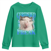 Certified Freak Funny Cat Meme Youth Sweatshirt Internet Memes Gen Z - Wonder Print Shop