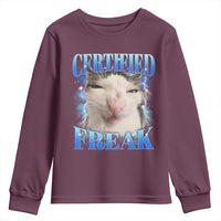 Certified Freak Funny Cat Meme Youth Sweatshirt Internet Memes Gen Z - Wonder Print Shop