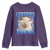 Certified Freak Funny Cat Meme Youth Sweatshirt Internet Memes Gen Z - Wonder Print Shop