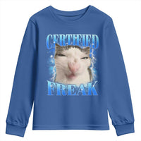 Certified Freak Funny Cat Meme Youth Sweatshirt Internet Memes Gen Z - Wonder Print Shop