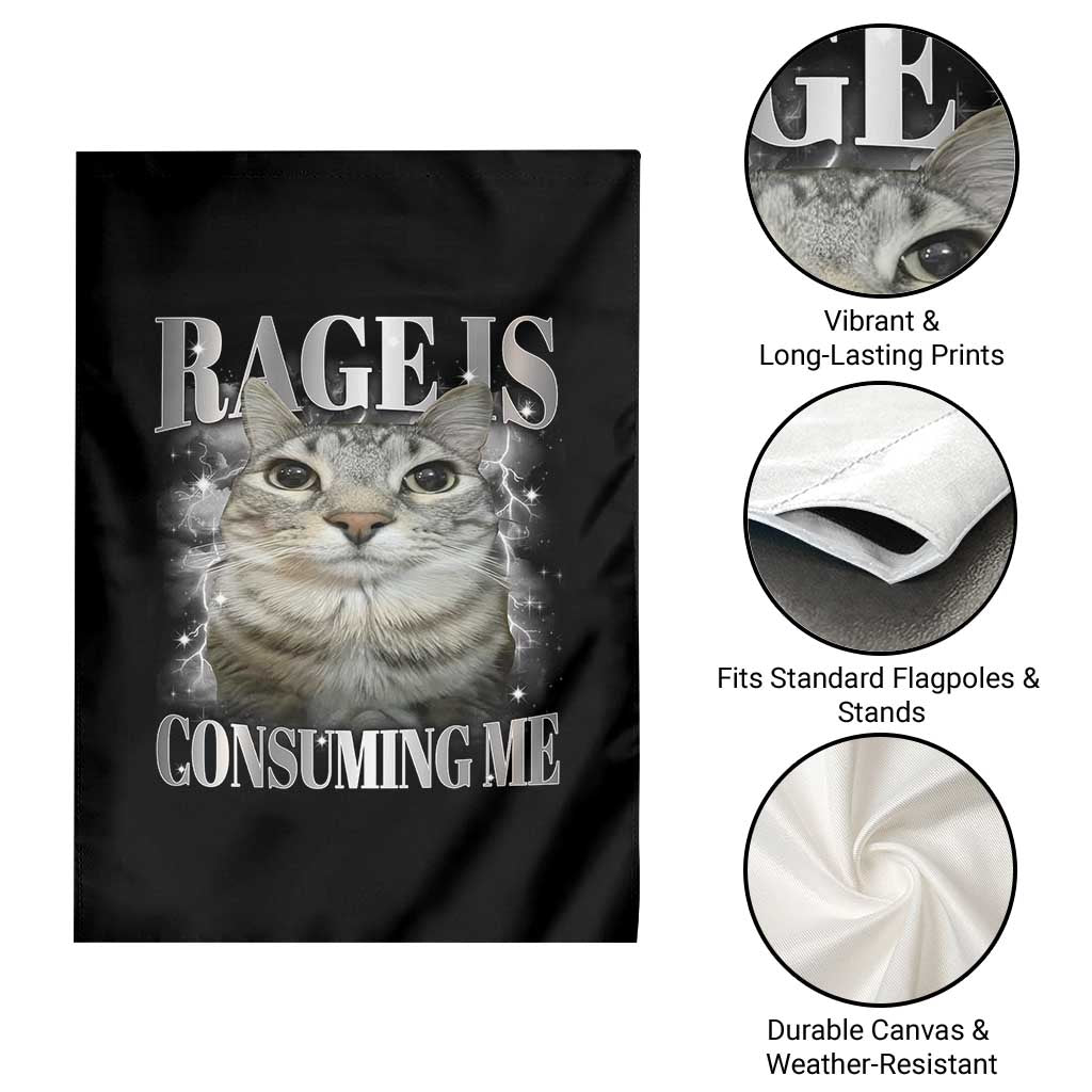 Rage Is Consuming Me Garden Flag Funny Silly Cat Memes - Wonder Print Shop
