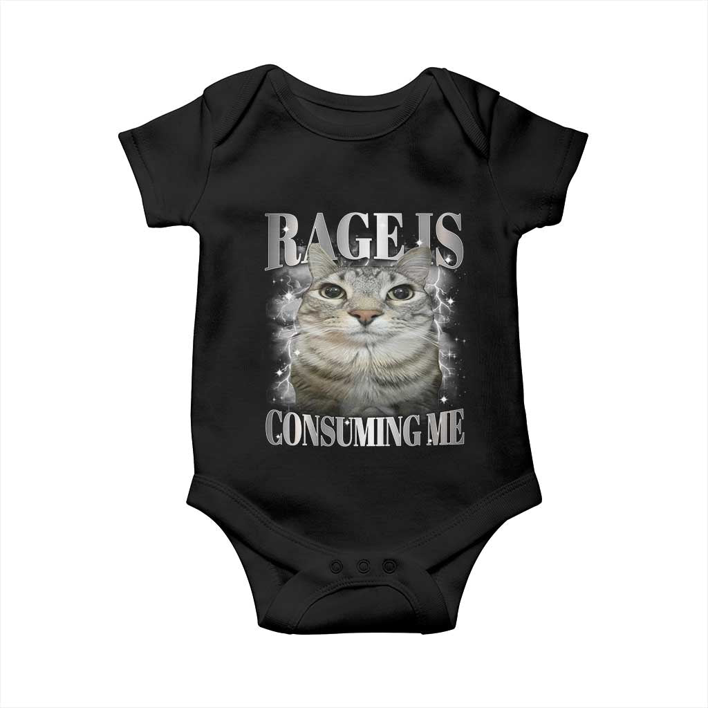 Rage Is Consuming Me Baby Onesie Funny Silly Cat Memes - Wonder Print Shop