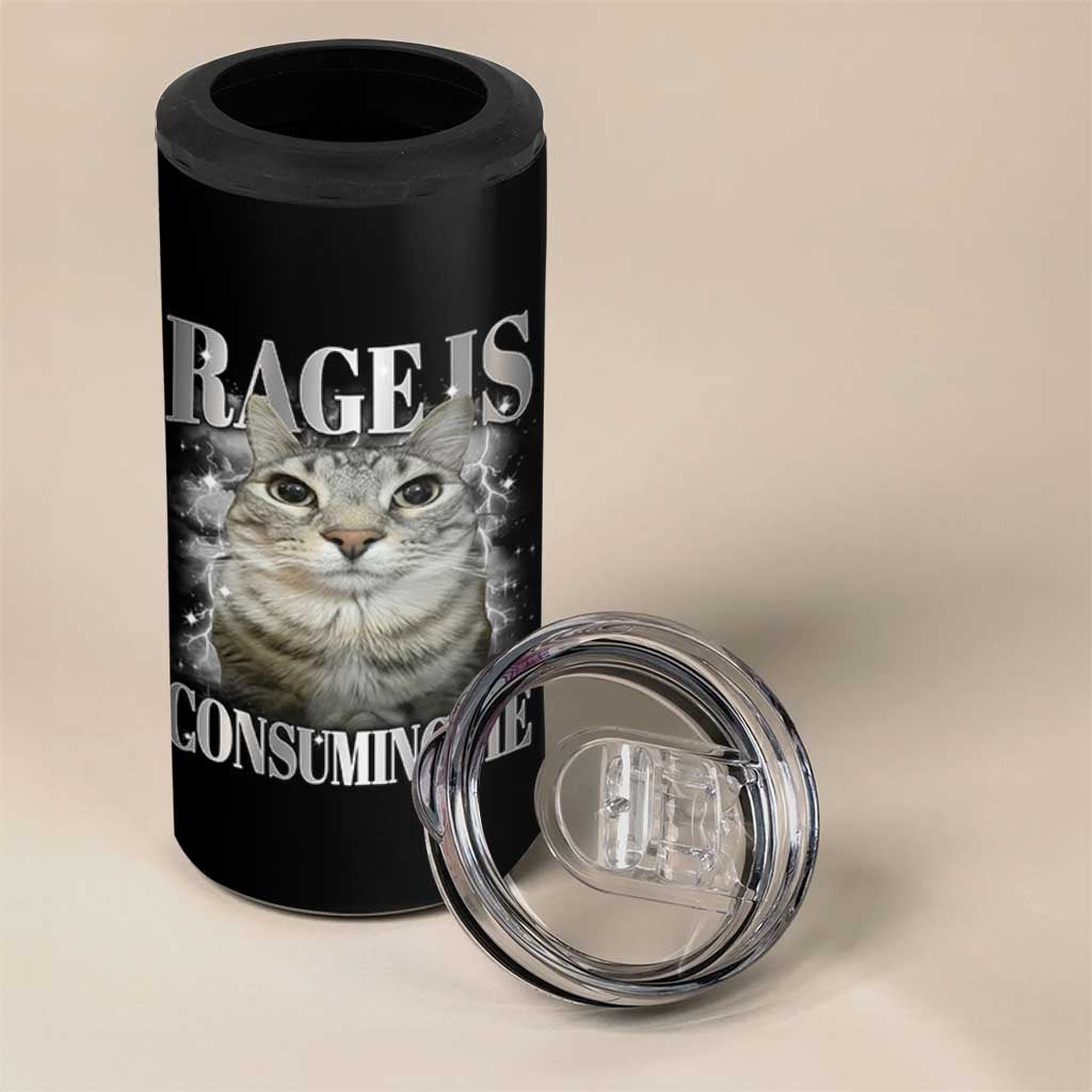 Rage Is Consuming Me 4 in 1 Can Cooler Tumbler Funny Silly Cat Memes - Wonder Print Shop