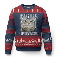 Rage Is Consuming Me Ugly Christmas Sweater Funny Silly Cat Memes - Wonder Print Shop