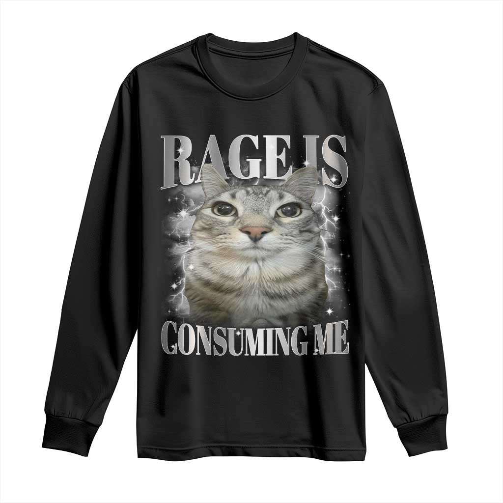 Rage Is Consuming Me Long Sleeve Shirt Funny Silly Cat Memes - Wonder Print Shop