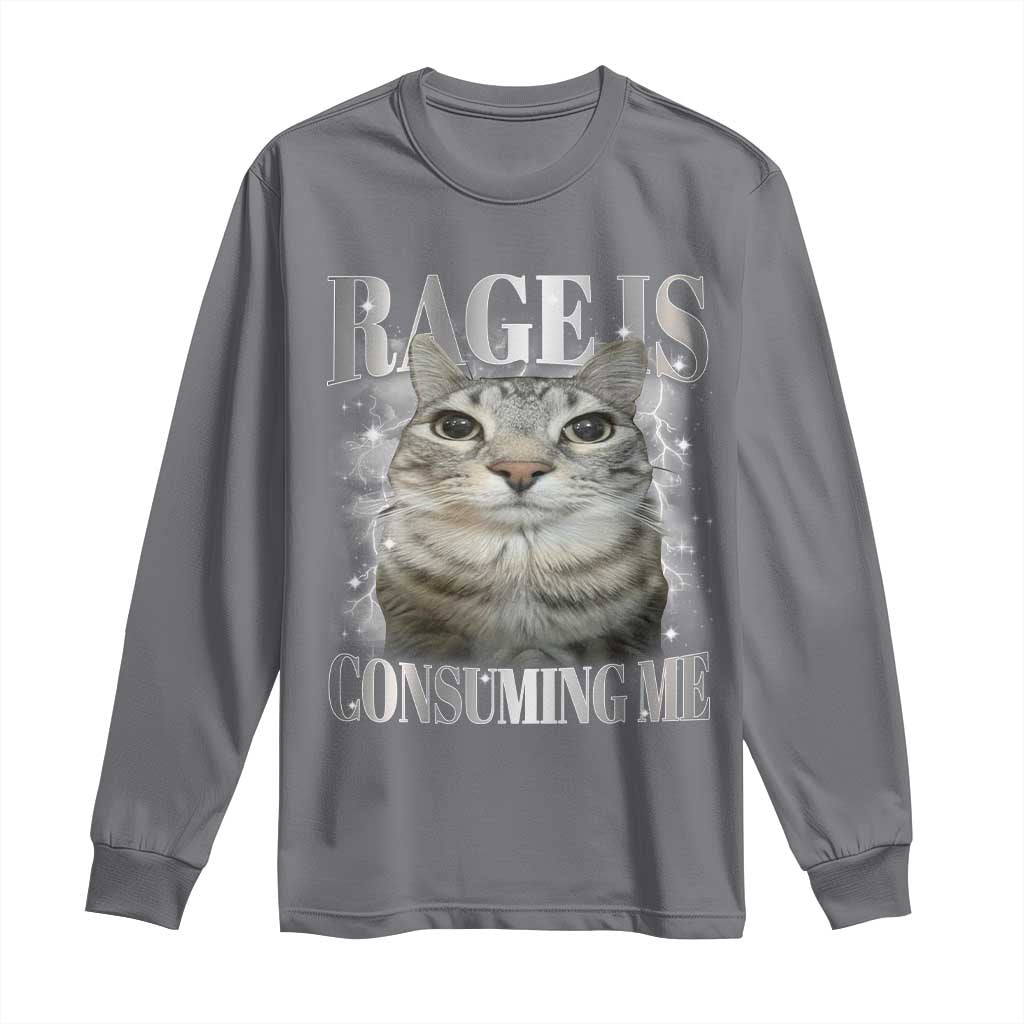 Rage Is Consuming Me Long Sleeve Shirt Funny Silly Cat Memes - Wonder Print Shop