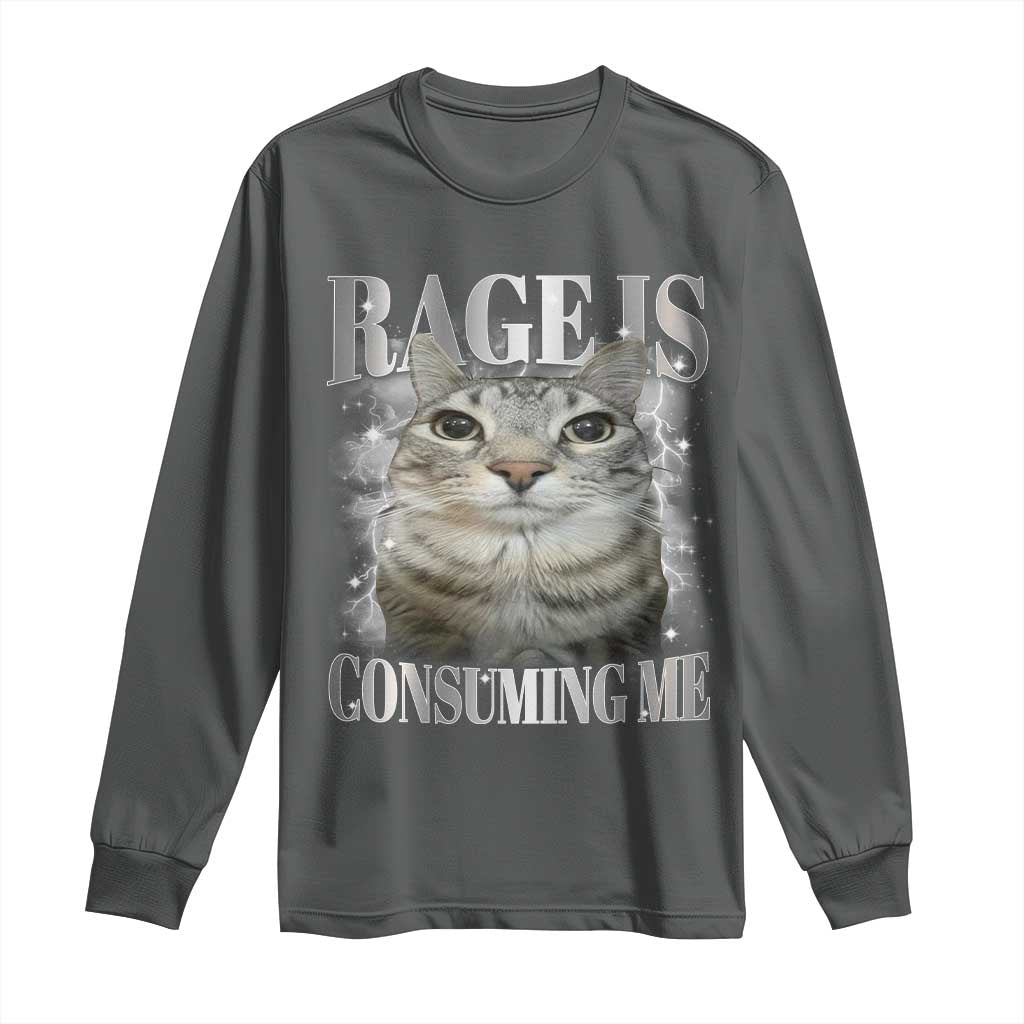 Rage Is Consuming Me Long Sleeve Shirt Funny Silly Cat Memes - Wonder Print Shop