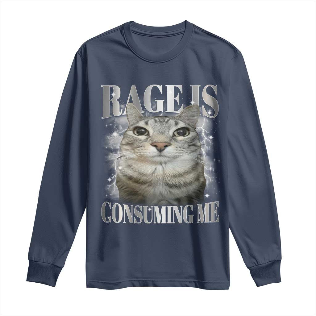 Rage Is Consuming Me Long Sleeve Shirt Funny Silly Cat Memes - Wonder Print Shop