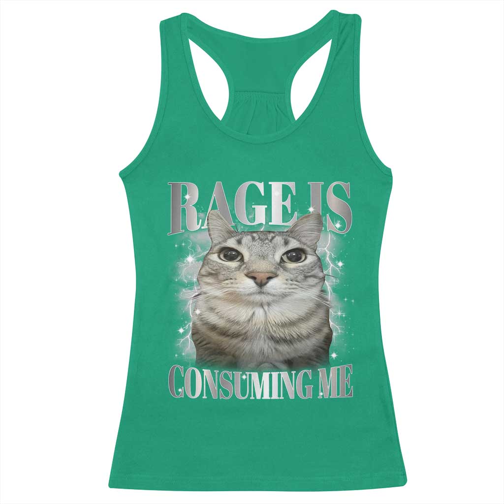 Rage Is Consuming Me Racerback Tank Top Funny Silly Cat Memes - Wonder Print Shop
