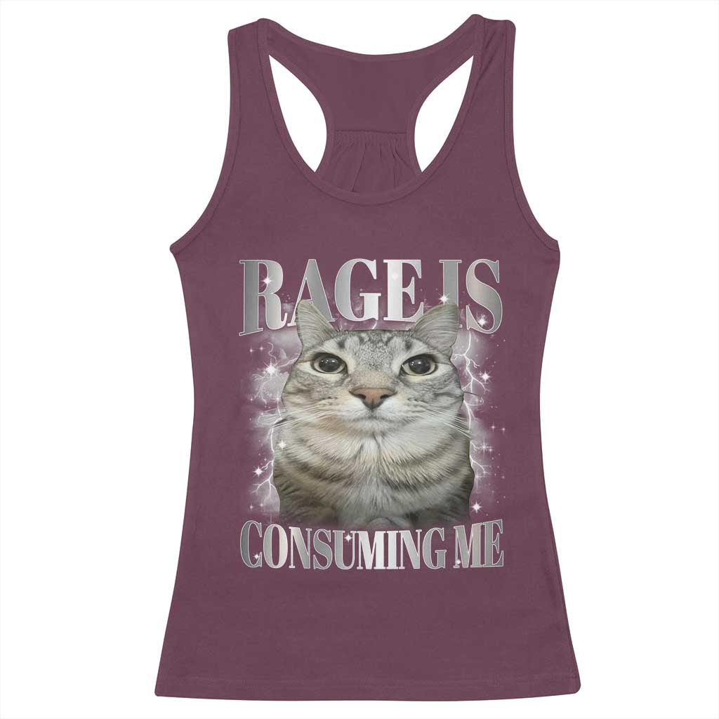 Rage Is Consuming Me Racerback Tank Top Funny Silly Cat Memes - Wonder Print Shop