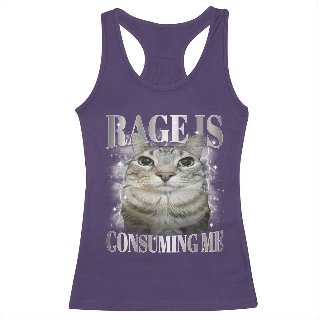 Rage Is Consuming Me Racerback Tank Top Funny Silly Cat Memes - Wonder Print Shop