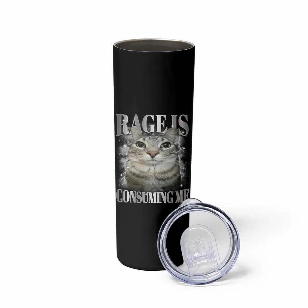 Rage Is Consuming Me Skinny Tumbler Funny Silly Cat Memes - Wonder Print Shop