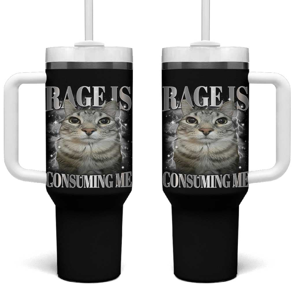 Rage Is Consuming Me Tumbler With Handle Funny Silly Cat Memes - Wonder Print Shop