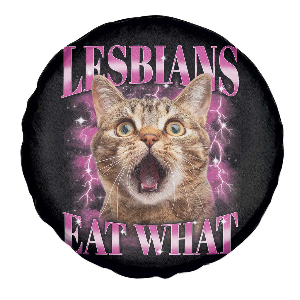 Lesbians Eat What Spare Tire Cover Funny Cat Gay Pride LGBTQ Pun