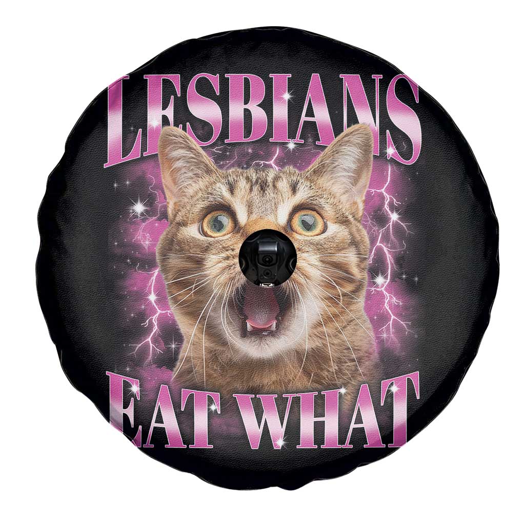 Lesbians Eat What Spare Tire Cover Funny Cat Gay Pride LGBTQ Pun