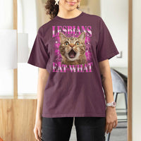 Lesbians Eat What T Shirt For Women Funny Cat Gay Pride LGBTQ Pun