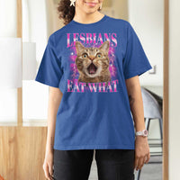 Lesbians Eat What T Shirt For Women Funny Cat Gay Pride LGBTQ Pun
