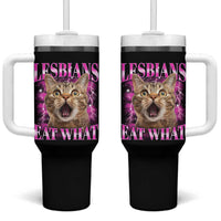 Lesbians Eat What Tumbler With Handle Funny Cat Gay Pride LGBTQ Pun