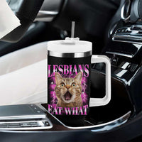 Lesbians Eat What Tumbler With Handle Funny Cat Gay Pride LGBTQ Pun