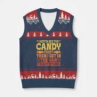 Funny Lollipop Van Gift V-Neck Knit Sweater Vest Creepy Adult I Gotta See The Candy First I'm Not Stupid - Wonder Print Shop