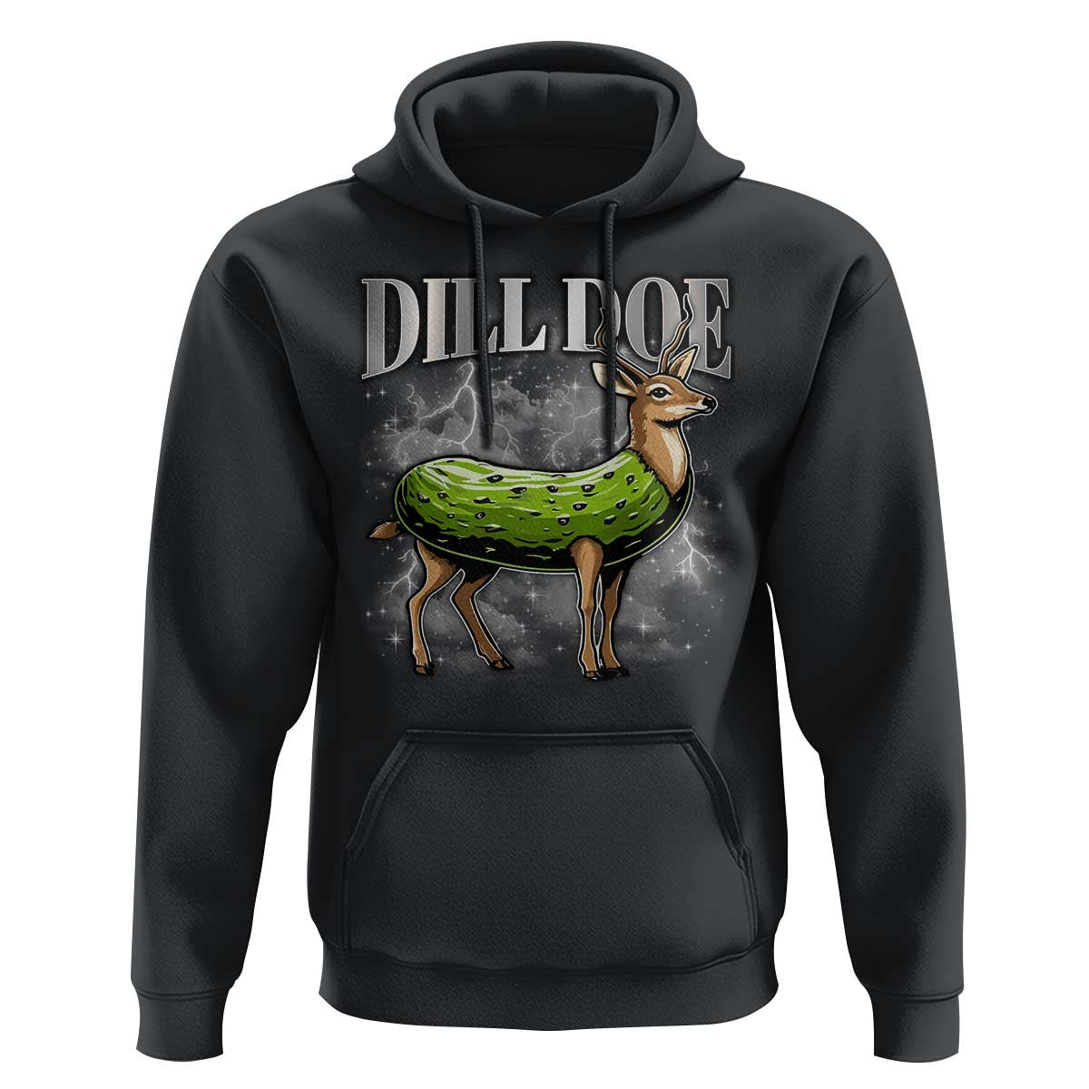 Dill Doe Hoodie Funny Adult Humor Pickle Deer Bootleg Graphic 90s - Wonder Print Shop