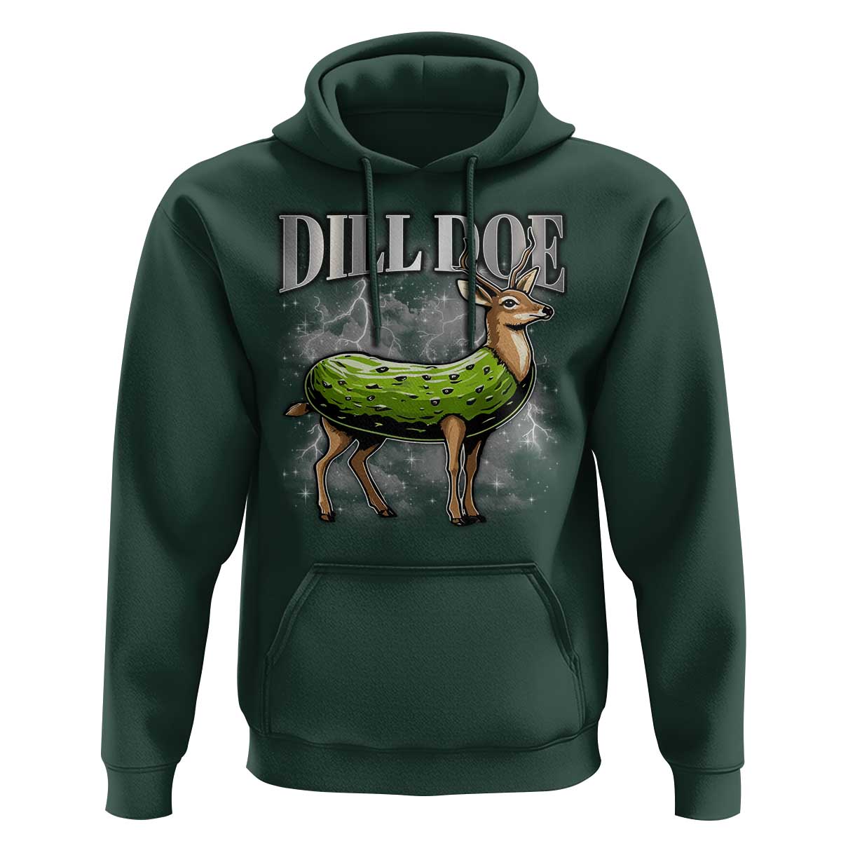 Dill Doe Hoodie Funny Adult Humor Pickle Deer Bootleg Graphic 90s - Wonder Print Shop