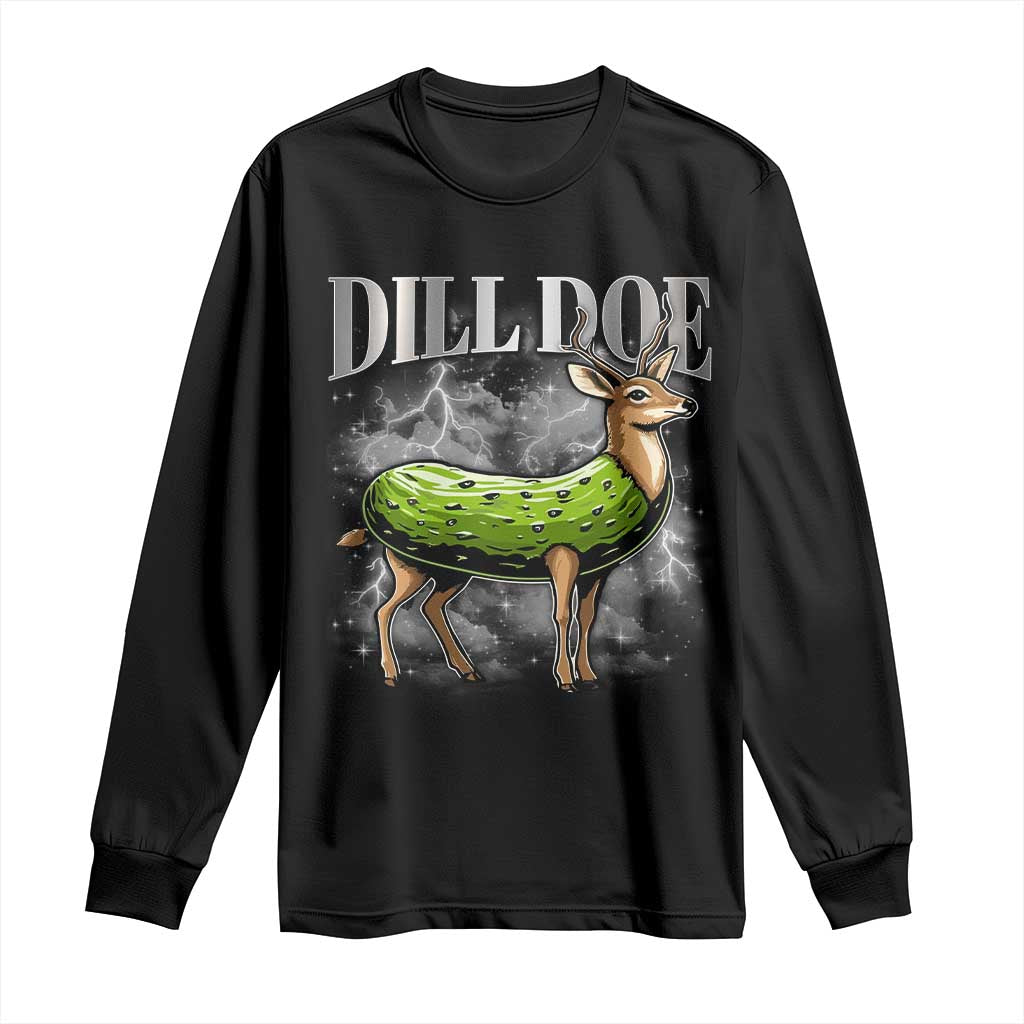 Dill Doe Long Sleeve Shirt Funny Adult Humor Pickle Deer Bootleg Graphic 90s - Wonder Print Shop