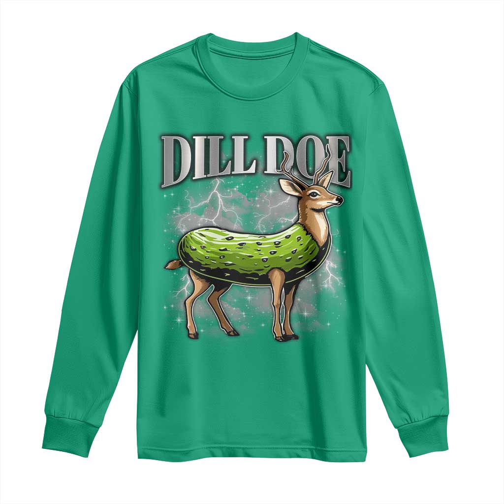 Dill Doe Long Sleeve Shirt Funny Adult Humor Pickle Deer Bootleg Graphic 90s - Wonder Print Shop