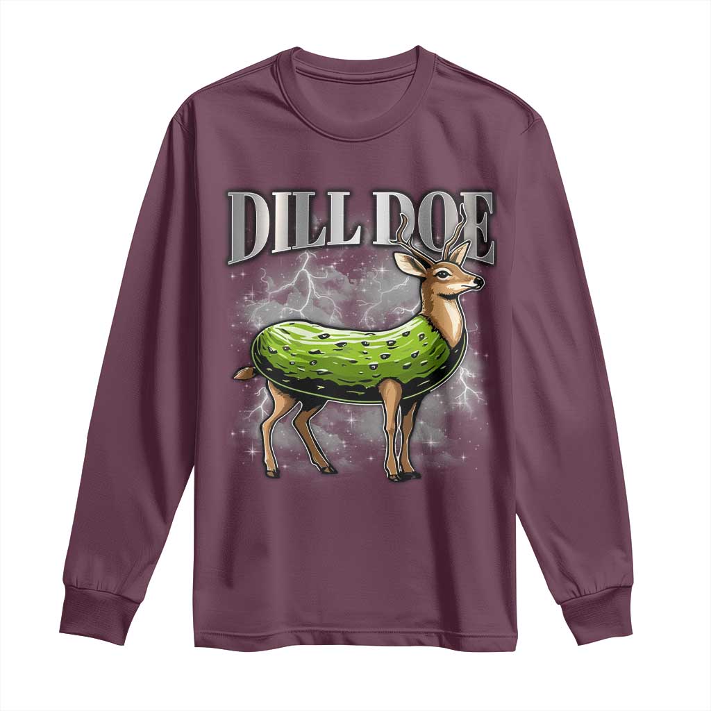 Dill Doe Long Sleeve Shirt Funny Adult Humor Pickle Deer Bootleg Graphic 90s - Wonder Print Shop
