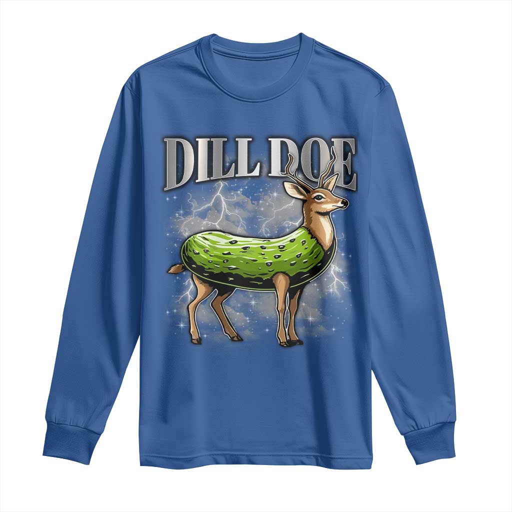 Dill Doe Long Sleeve Shirt Funny Adult Humor Pickle Deer Bootleg Graphic 90s - Wonder Print Shop