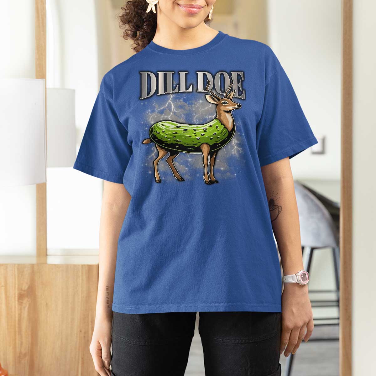 Dill Doe T Shirt For Women Funny Adult Humor Pickle Deer Bootleg Graphic 90s - Wonder Print Shop