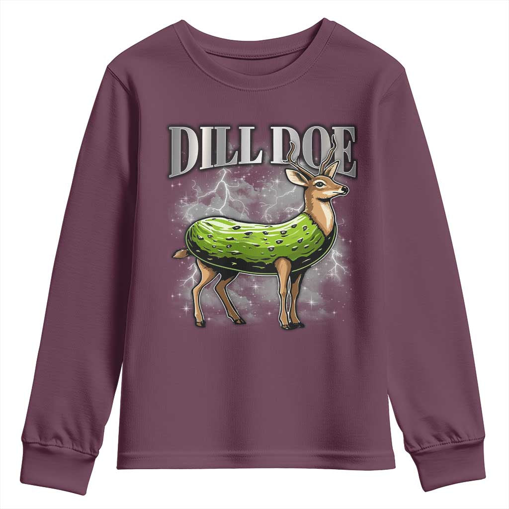 Dill Doe Youth Sweatshirt Funny Adult Humor Pickle Deer Bootleg Graphic 90s - Wonder Print Shop