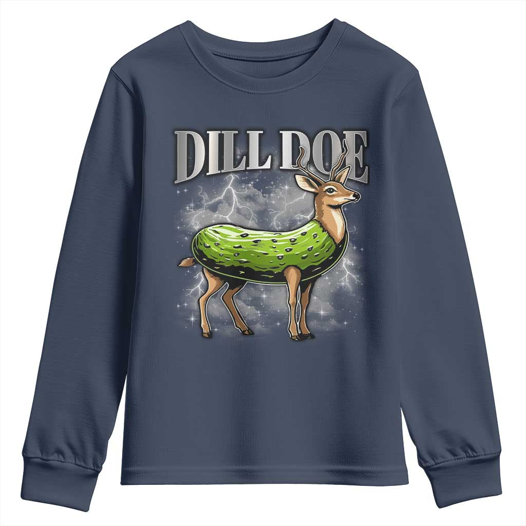 Dill Doe Youth Sweatshirt Funny Adult Humor Pickle Deer Bootleg Graphic 90s - Wonder Print Shop