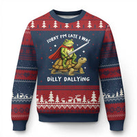 Silly Goose Ugly Christmas Sweater Sorry Im Late I Was Dilly Dallying