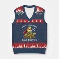Silly Goose V-Neck Knit Sweater Vest Sorry Im Late I Was Dilly Dallying