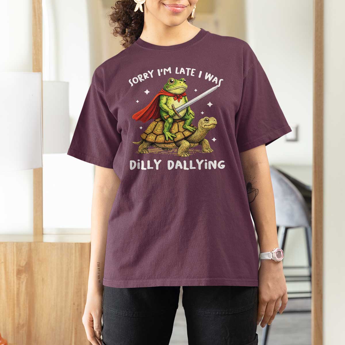 Silly Goose T Shirt For Women Sorry Im Late I Was Dilly Dallying