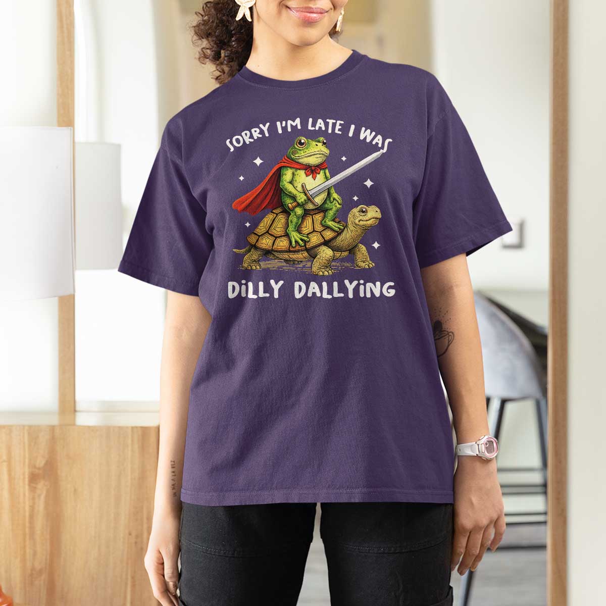 Silly Goose T Shirt For Women Sorry Im Late I Was Dilly Dallying
