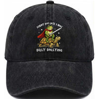 Silly Goose Washed Cotton Baseball Cap Sorry Im Late I Was Dilly Dallying