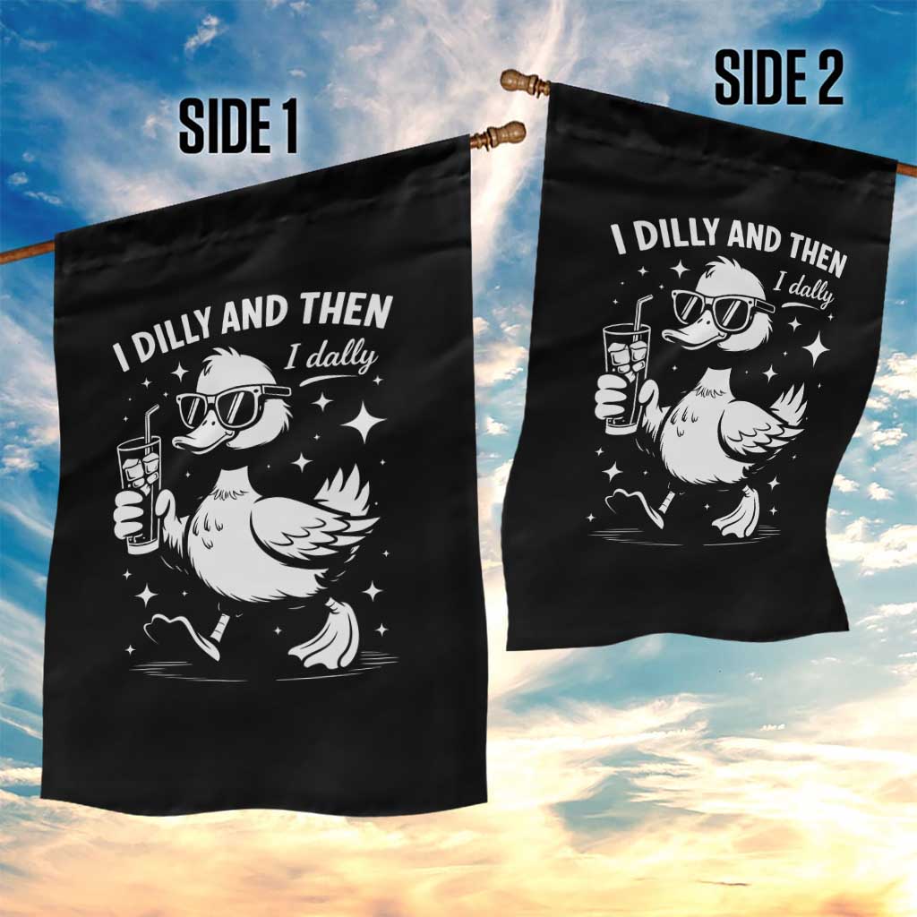 I Dilly And Then I Dally Garden Flag Retro Duck Funny Animal Meme