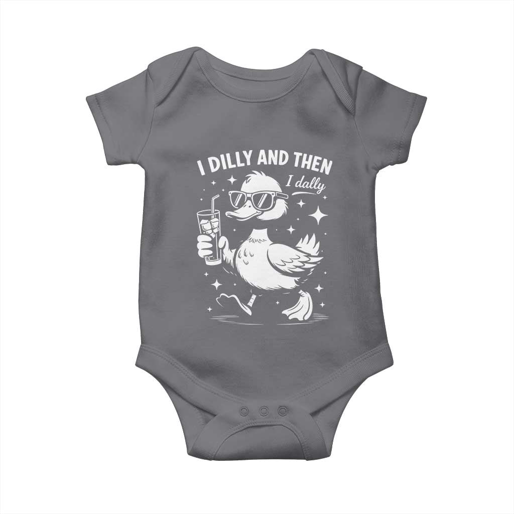 I Dilly And Then I Dally Baby Onesie Retro Duck Funny Animal Meme
