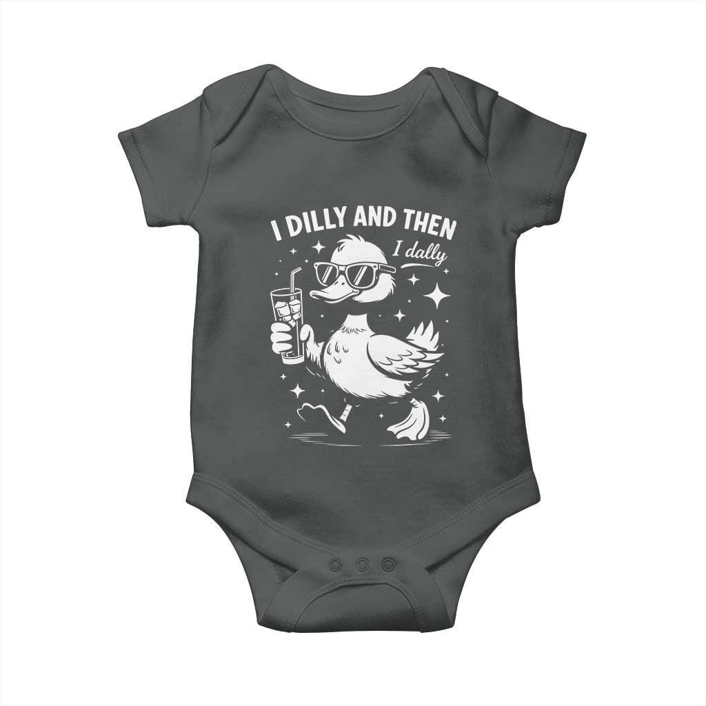 I Dilly And Then I Dally Baby Onesie Retro Duck Funny Animal Meme