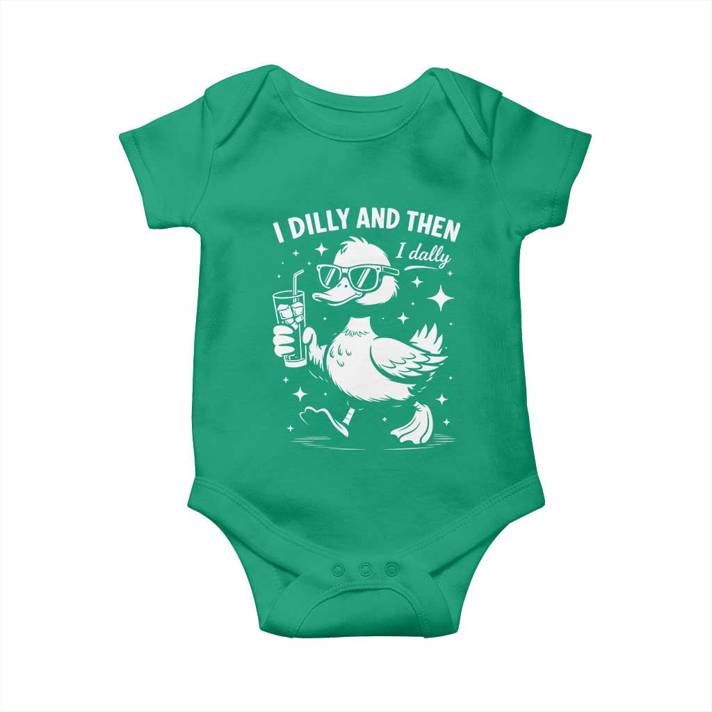 I Dilly And Then I Dally Baby Onesie Retro Duck Funny Animal Meme