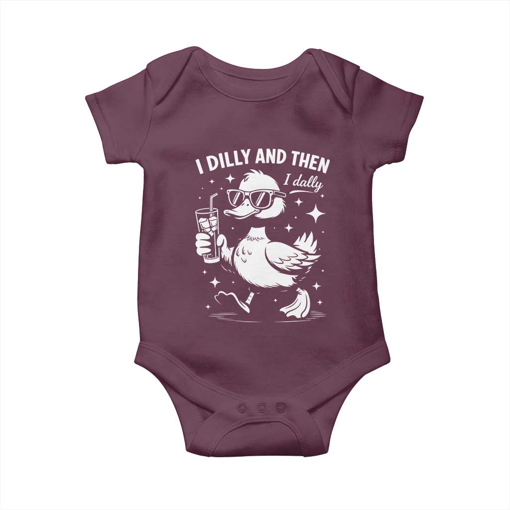 I Dilly And Then I Dally Baby Onesie Retro Duck Funny Animal Meme