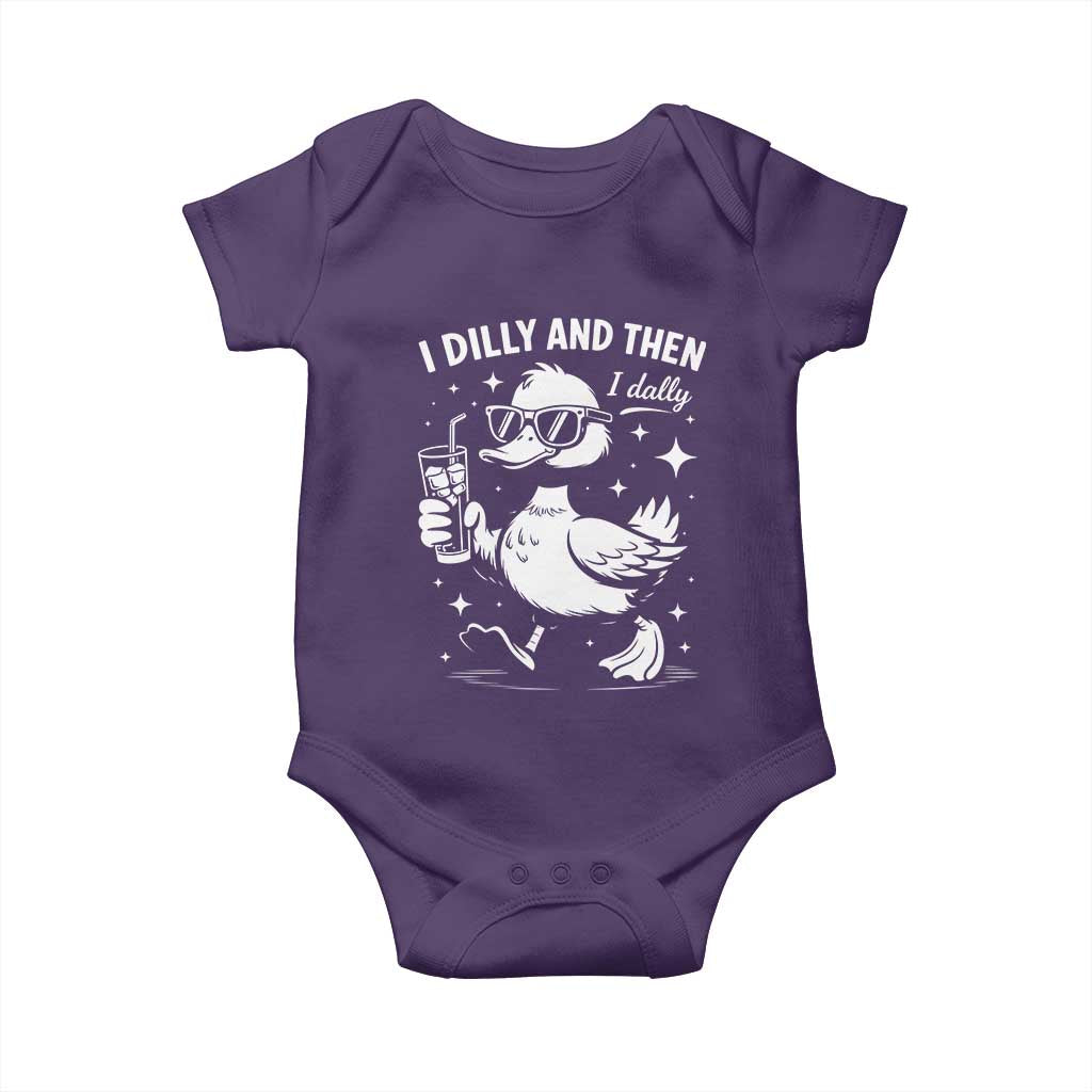 I Dilly And Then I Dally Baby Onesie Retro Duck Funny Animal Meme