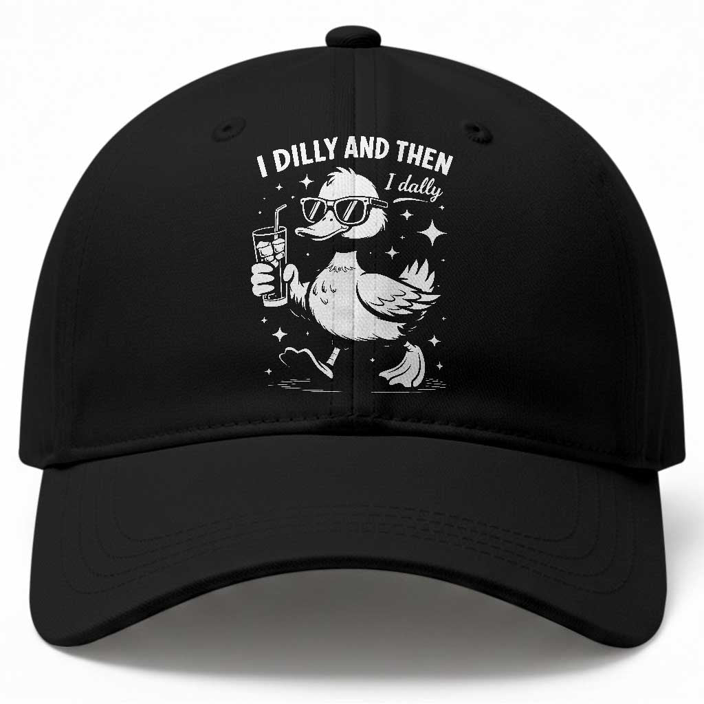 I Dilly And Then I Dally Baseball Cap Retro Duck Funny Animal Meme